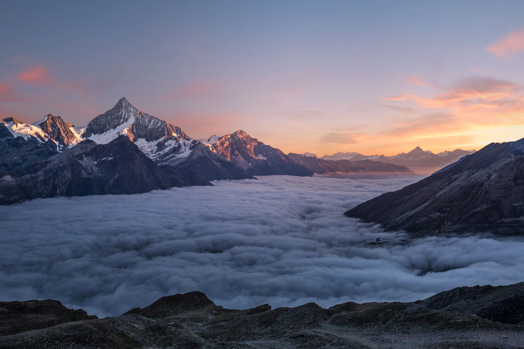 Swiss Alps mountain landscape with snow-capped peaks